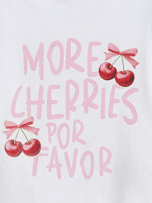 Bisiklet Yaka Bask?l? K?z ?ocuk Ti??rt ve ?ort