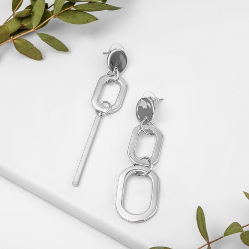 Серьги висячие Притяжение стиль, цвет серебро, 7,6см - Queen fair фото 5