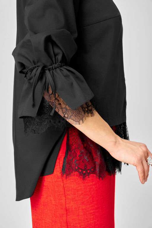 Блуза EVA GRANT 5002 черный с кружевом