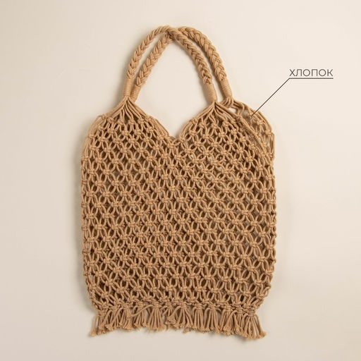 Сумка пляжная женская SL Home, ручное плетение, хлопок, длина ручек 15 см, 40×32 см