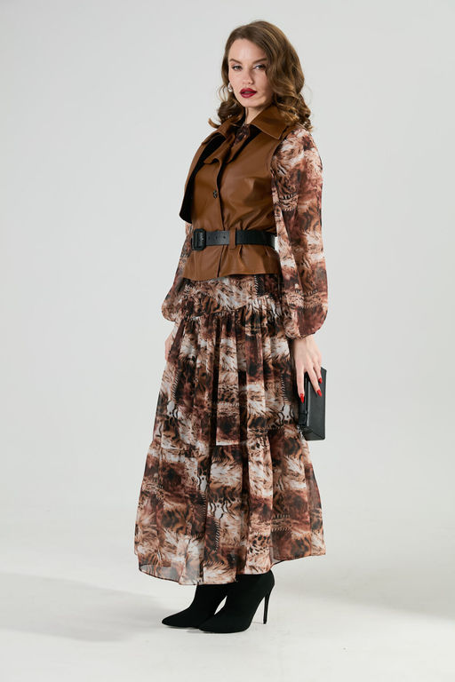 Костюм NIKVA н1022-1 шоколад и тигровая абстракция  фото 6