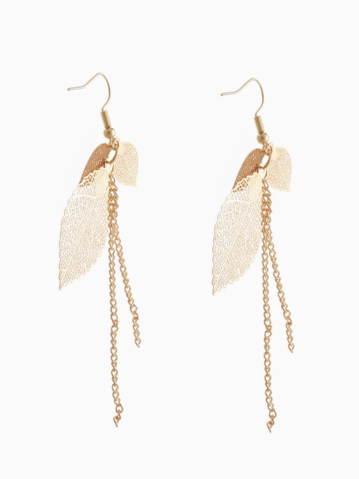 Серьги висячие «Листья» осень, цвет золото, 10.5 см