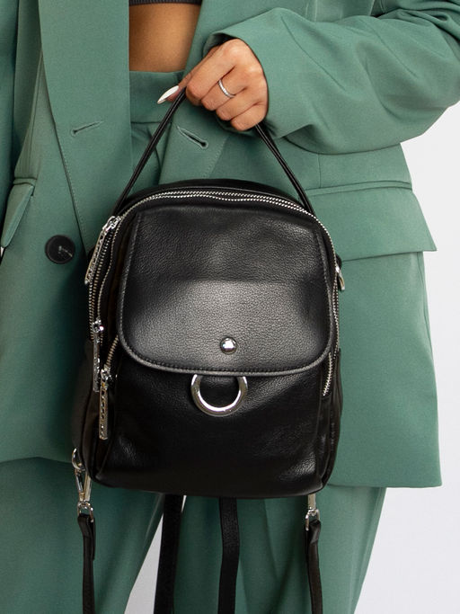 LACCOMA рюкзак 18148-черный натуральная кожа полиэстр  фото 6