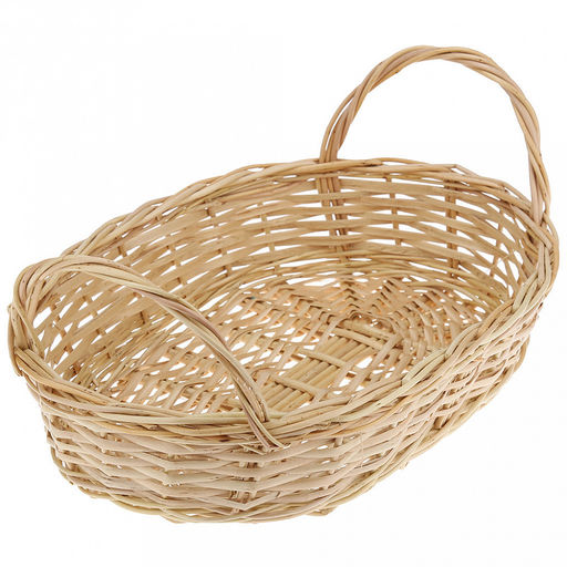 Корзинка плетеная №2 35х24х6/12см, овальная, дно и стенки из ивовой лозы и ленты, с ручками, ручное плетение (Россия) - Домашняя мода фото 2