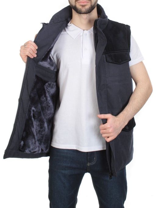 J830111 DEEP BLUE Куртка-жилет мужская зимняя NEW B BEK (100 гр. синтепон и искусственный мех)