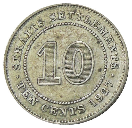 10 центов 1927 года Стрейтс Сетлментс