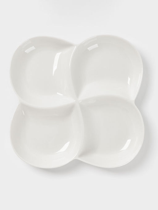Менажница Доляна White Label, 4 секции, 20×2.5 см, фарфор, белая
