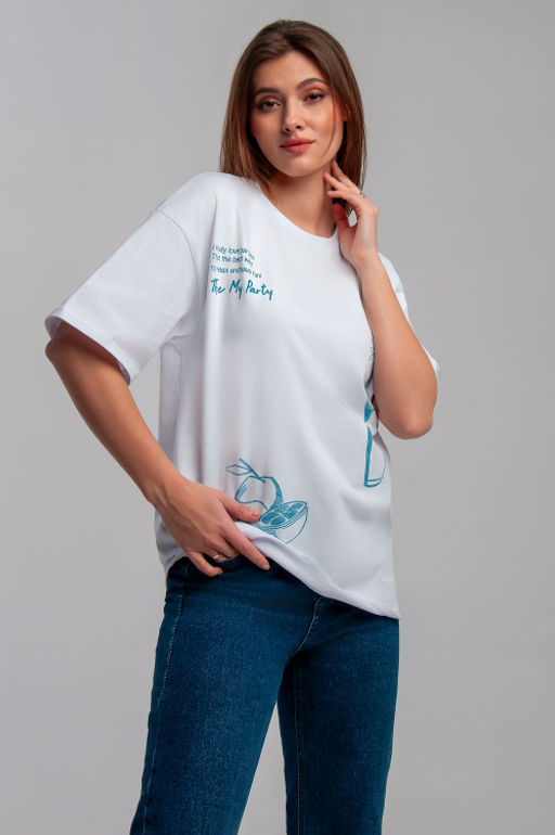 Арт. 31126 Футболка женская оверсайз 44-52 (5 шт) Цвет:белый