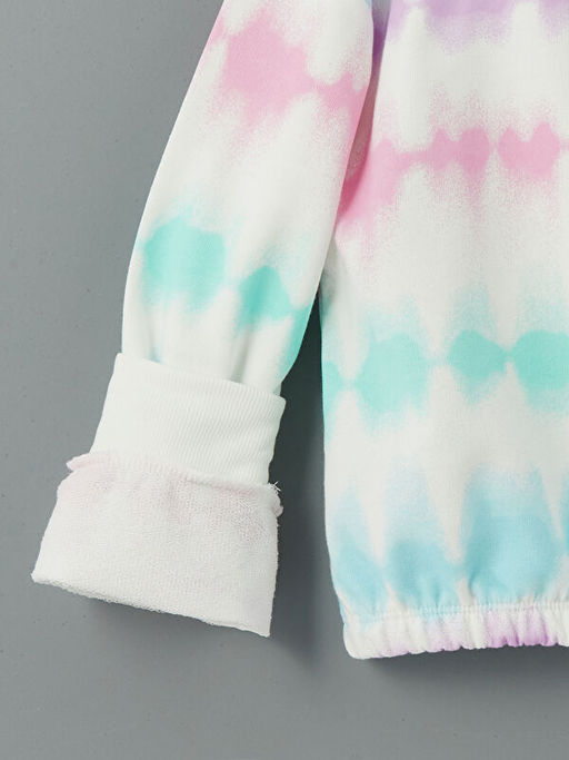 Bisiklet Yaka Batik Desenli K?z ?ocuk Sweatshirt