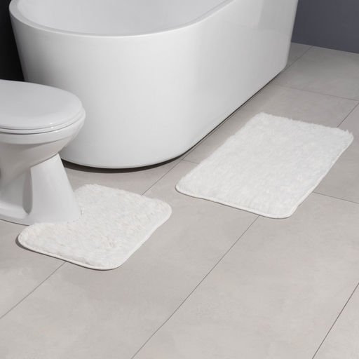 Коврики для ванной и туалета Доляна «Пушистик», 2 шт: 40×50 см, 50×80 см, цвет белый