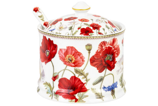 Сахарница 250 мл 9*9*10 см Маки + ложка, NEW BONE CHINA - Elan gallery фото 13