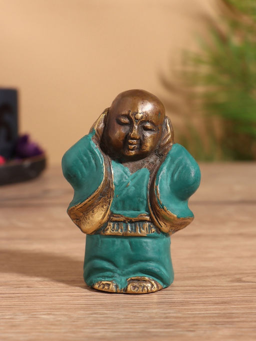 Сувенир «Монах», 5×4×8 см, бронза, бирюзовый