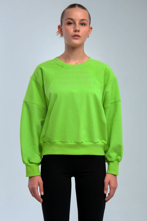 Арт. 15110/1 Свитшот женский укороченный one size (42-50) Цвет:салатовый - Калинка фото 7