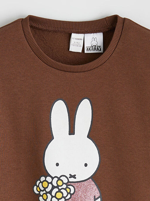 Miffy Bask?l? K?z ?ocuk Kal?n Sweatshirt