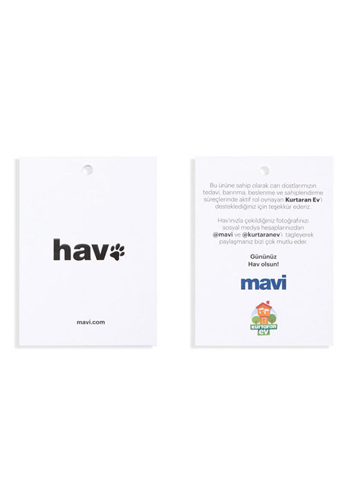 Hav Bask?l? Beyaz Tisort - Mavi фото 9