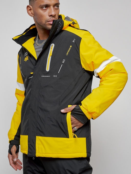 Горнолыжный костюм мужской зимний желтого цвета 6313J - Leifensh фото 10