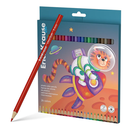 Карандаши ErichKrause Kids "Space Aninals" 24цв., пластиковые (61784) трехгранные