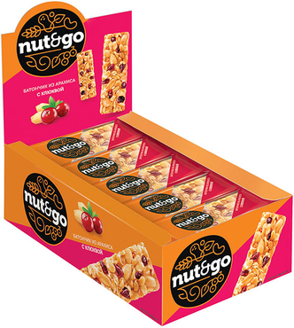 Батончик Nut&Go с арахисом и клюквой, 42 г (упаковка 18 шт.) - Nut story фото 2