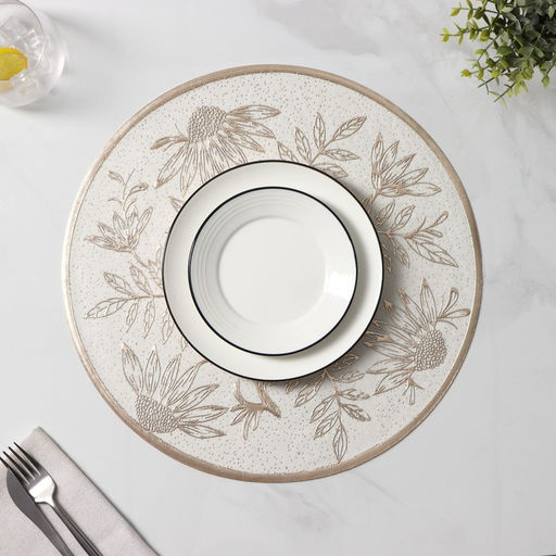 Набор салфеток сервировочных Доляна Ботаника, 2 шт, d=38 см, цвет бежевый  фото 10