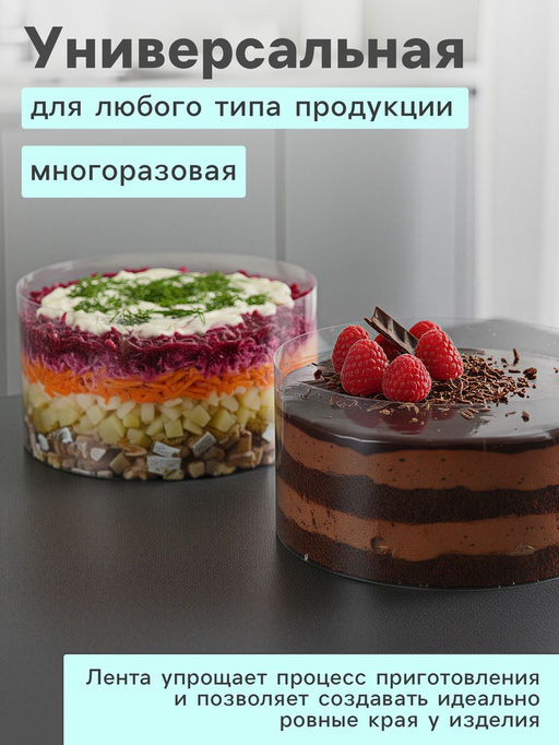 Лента ацетатная для обтяжки тортов Доляна, 200 мкр, 200 мм×5 м, прозрачная