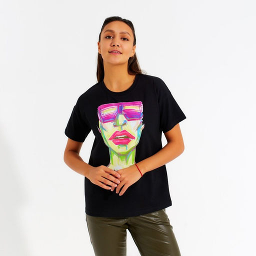 Футболка женская MINAKU Girl, чёрная, размер 42