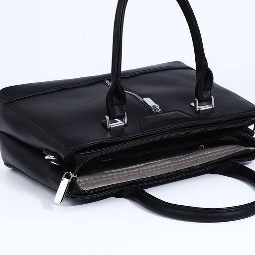 Сумка тоут на молнии, наружный карман, длинный ремень, цвет чёрный - Simaland фото 7