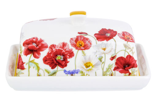 Масленка 13,5*9*6,5 см "Маки" NEW BONE CHINA