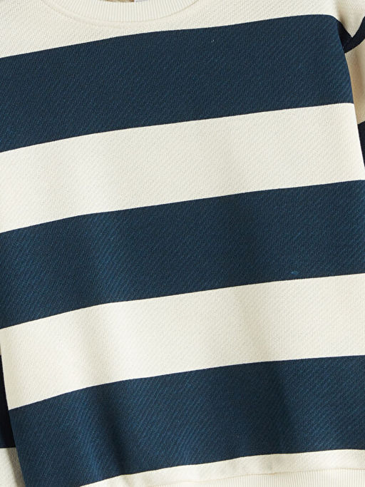Bisiklet Yaka ?izgili Erkek ?ocuk Sweatshirt