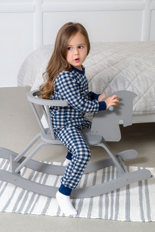 Пижама подростковая из кулирки пенье на манжетах Дрёма клетка синяя - Амадэль фото 26