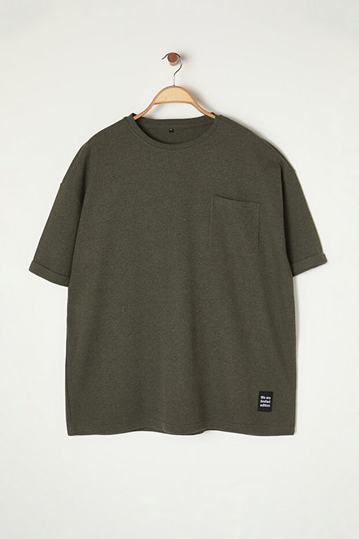 Haki Oversize/Geni_ Kesim Bisiklet Yaka Basic B_y_k Beden T-Shirt TMNSS25BF00000 - Trendyolmilla фото 2