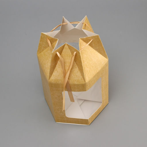 Цена за 2 шт. Коробка складная с окном, крафт, цилиндрическая, 18×15.5×18 см