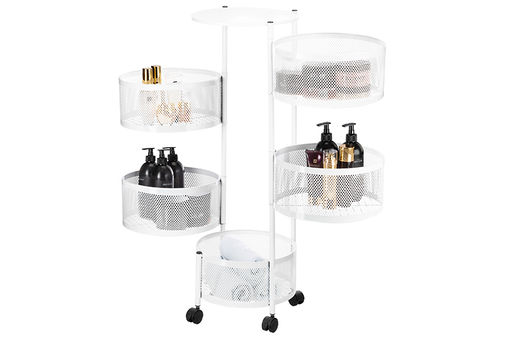 Этажерка 5 ярусов 33,5*33,5*90 см Белая на колесиках, металлическая - Elan gallery фото 3