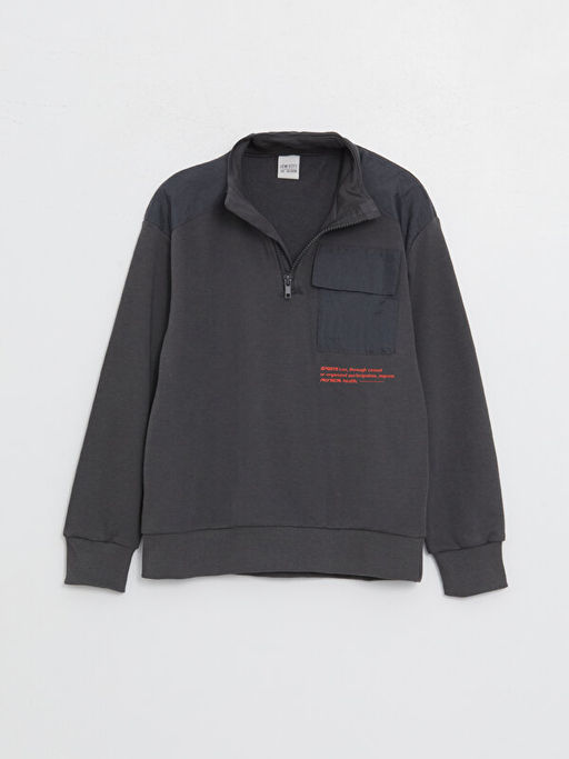 Rahat Kal?p Dik Yaka Bask?l? Erkek ?ocuk Sweatshirt - Waikiki фото 2