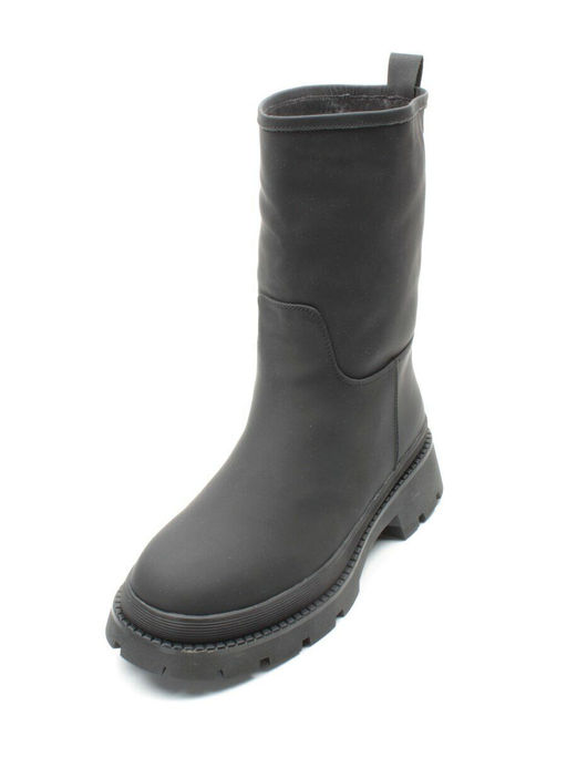 04-C186M BLACK Ботинки зимние женские (натуральная кожа (нубук) натуральный мех) - Фабричный китай фото 5