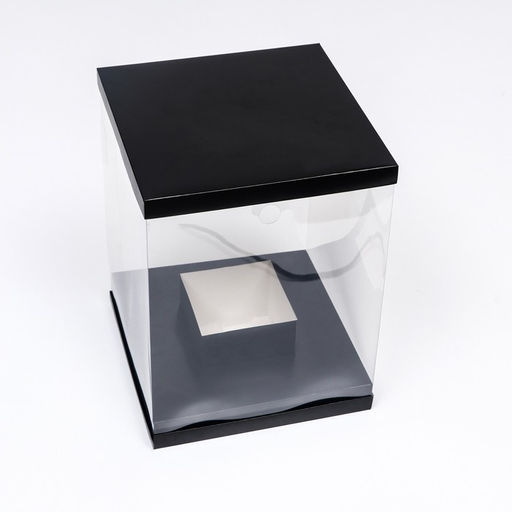 Коробка для цветов с вазой и PVC окнами, складная, 23 х 30 х 23 см, чёрный - UPAK LAND фото 2