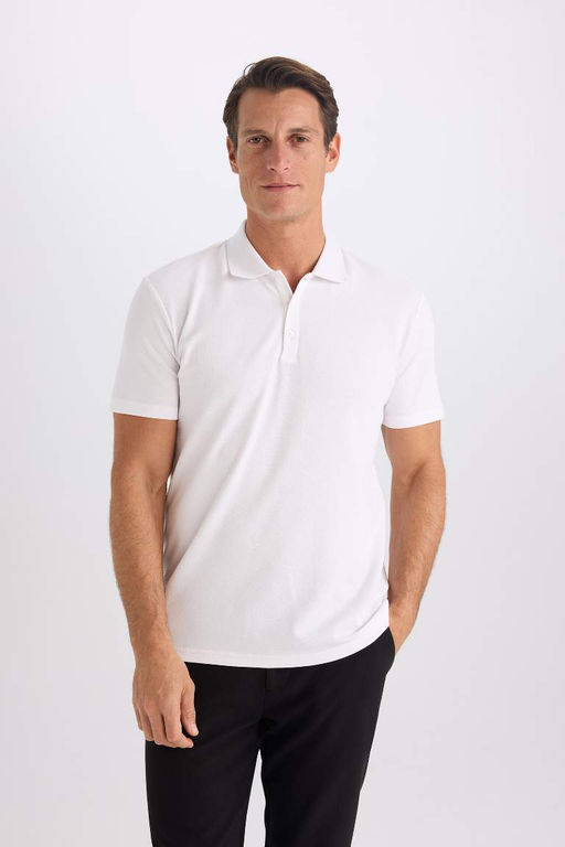 Slim Fit Dar Kesim Basic Duz K?sa Kollu Polo Tisort - Defacto фото 2