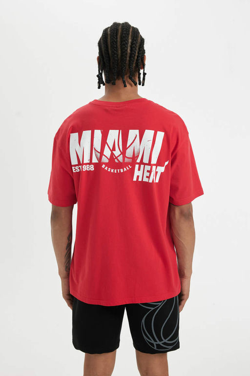 DeFactoFit Футболка свободного кроя с круглым вырезом и короткими рукавами NBA Miami Heat  фото 5