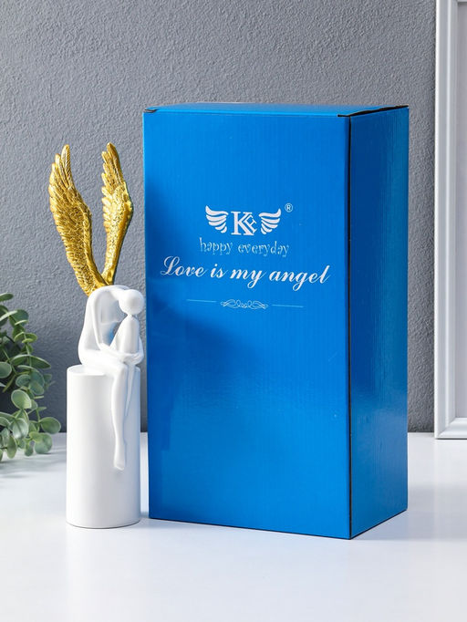 Сувенир полистоун "Ангел" белый с золотом 6х8,3х31 см