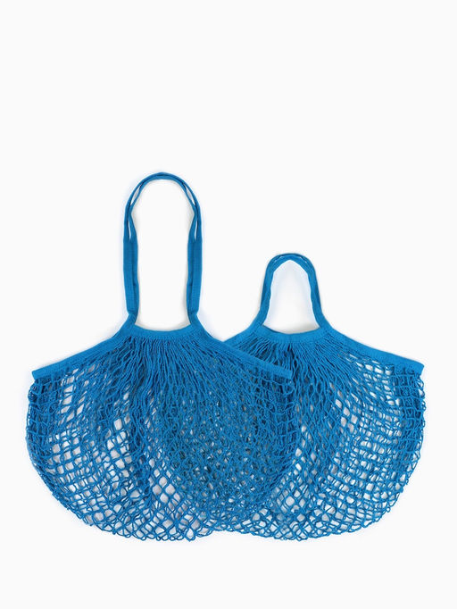 Набор 2 шт.: сумка-авоська плетёная, клетка 1.5 см, синяя