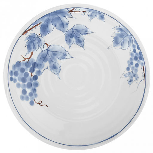 "Южный берег" Тарелка глубокая фарфоровая д202мм, h42мм, 620мл, с деколью, волнистый край, белый/синий (Китай)