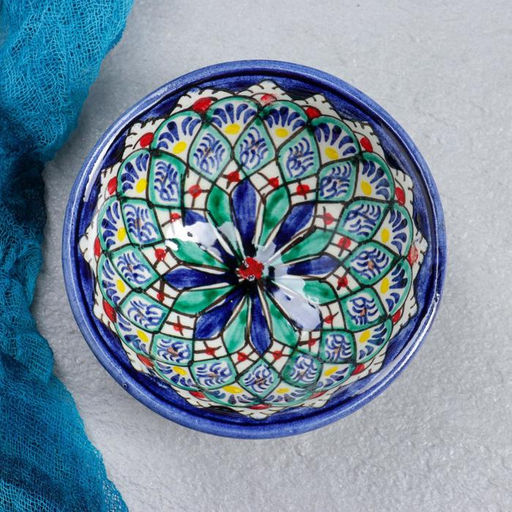 Пиала Риштанская Керамика Узоры, 11 см, большая, микс - Шафран фото 11