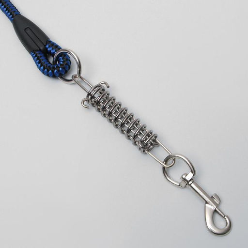 Поводок усиленный с амортизатором от рывка, 120 х 1,2 см, чёрно-синий - Пижон фото 2