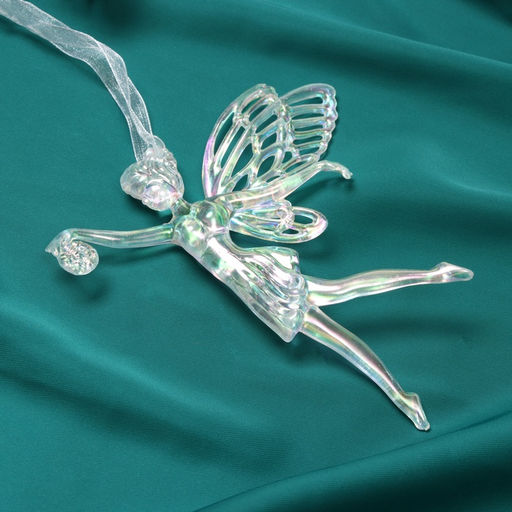 Цена за 2 шт. Ёлочная игрушка Зимнее волшебство. Фея с шариком, 1211.5 см, белый перелив  фото 5