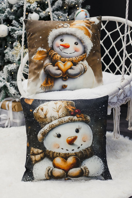 Наволочка декоративная новогодняя 2 шт 3D эффект велюр