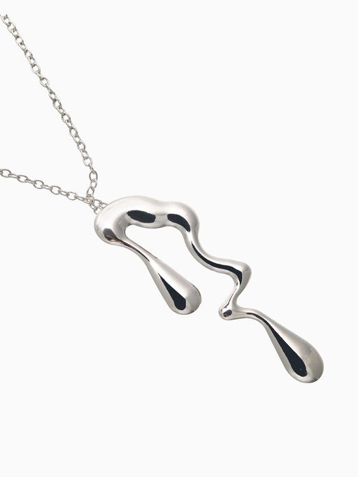Гарнитур 2 предмета: кулон, серьги Капли таяние, цвет серебро