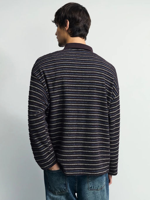 Джемпер с воротником поло в полоску / Zarina фото 9