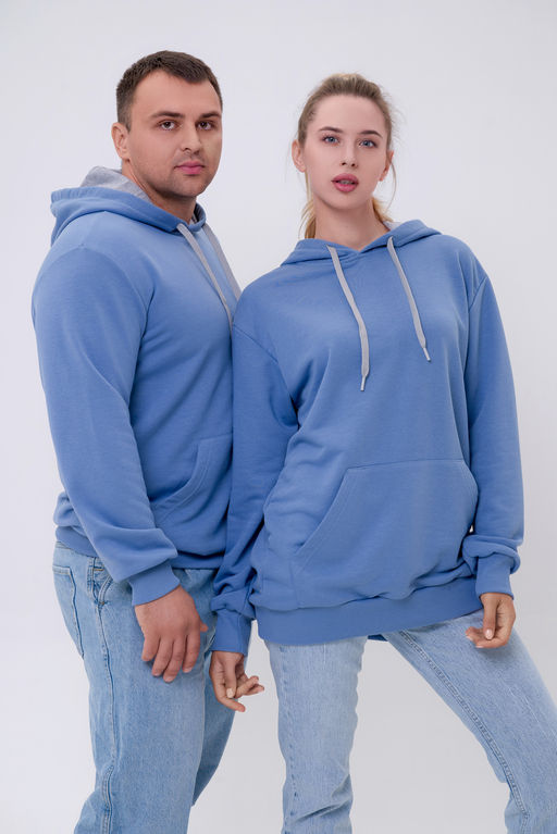 Худи мужское из футера 3-х нитки туманно-голубой - Амадэль фото 3