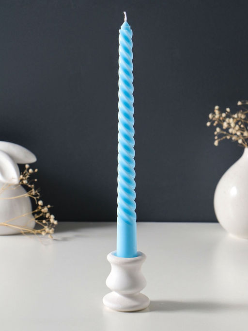 Цена за 2 шт. Свеча витая 25 см (набор 2 шт) 57 гр, 5 ч, цв. пастельно-голубой