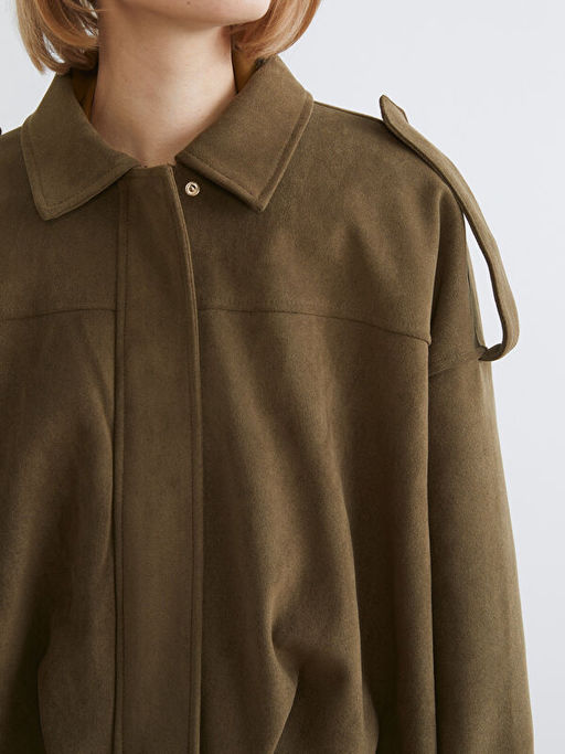 G?mlek Yaka Oversize Kad?n S?et G?r?n?ml? Ceket