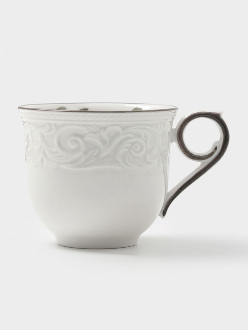 Чайная пара WY Floral Laceware, 2 предмета: чашка 300 мл, блюдце d=15 см, фарфор, белая, серая